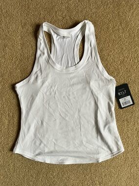 BYLT Basics Drift White Racerback Performance Tank